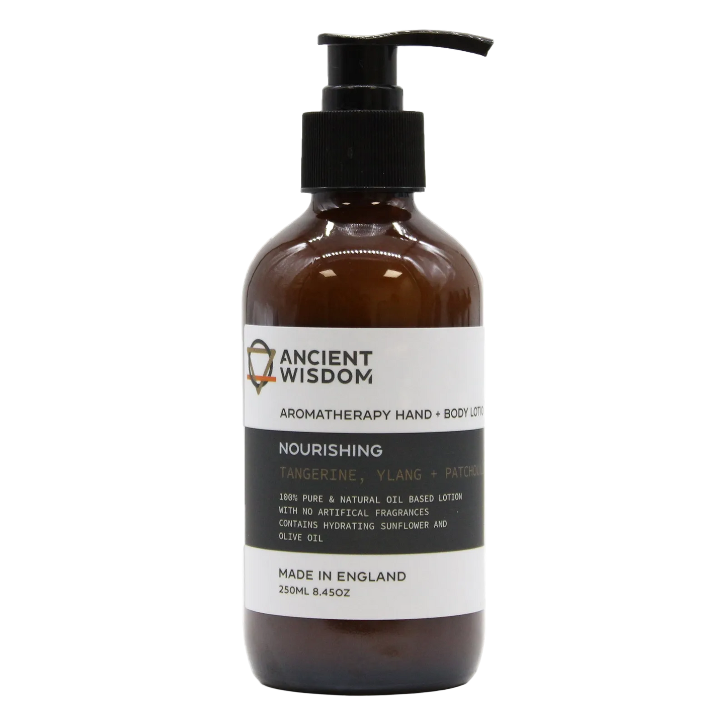 Aromaterapinis rankų ir kūno losjonas – „Maitinantis“ (Mandarinas, Kvapioji Kananga, Pačiulis)