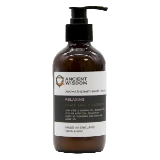 Aromaterapinis rankų ir kūno losjonas – „Atpalaiduojantis“ (Levanda ir Kvapusis šalavijas)